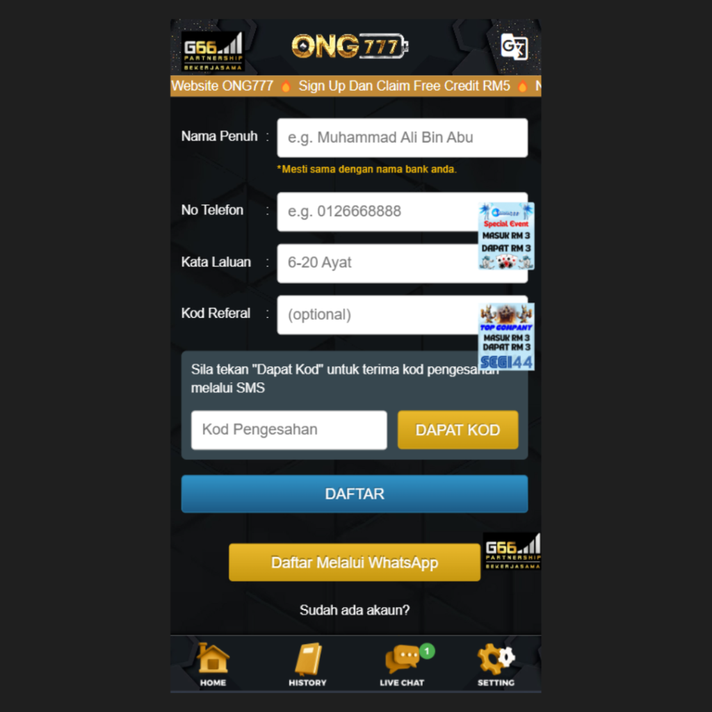 link claim free credit rm5
